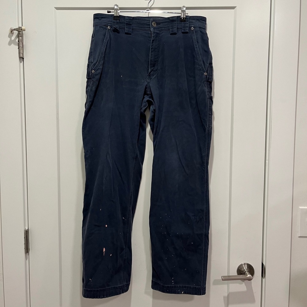 Duluth Trading Co Fire Hose Relaxed Fit Pants Navy Blue Workwear 34x32